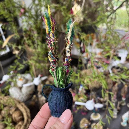 Wazonik z łupiny orzecha włoskiego z palemkami - niebieski